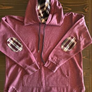 Women’s Maurices Burgundy Hoodie with Plaid Accents
